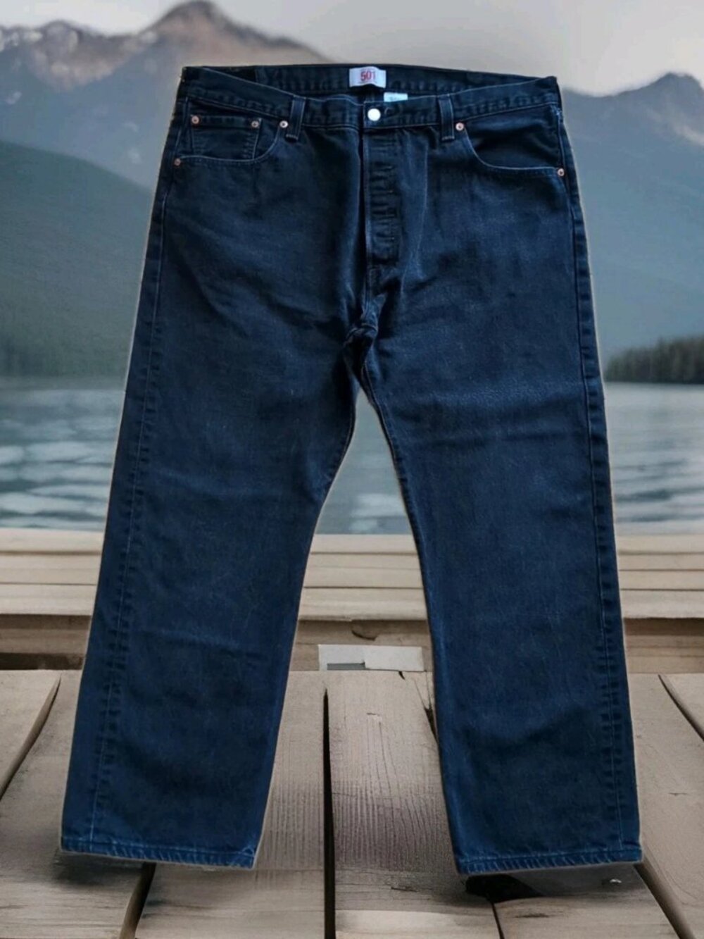 Levi's 501 Jeans Mens 42x30 (Act Fit 40x29) Black Straight Leg Button Fly Pants